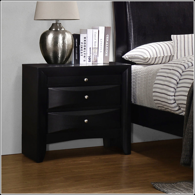 Table de chevet à 2 tiroirs Vollenhove avec plateau coulissant, design moderne et élégant pour un rangement et une commodité améliorés