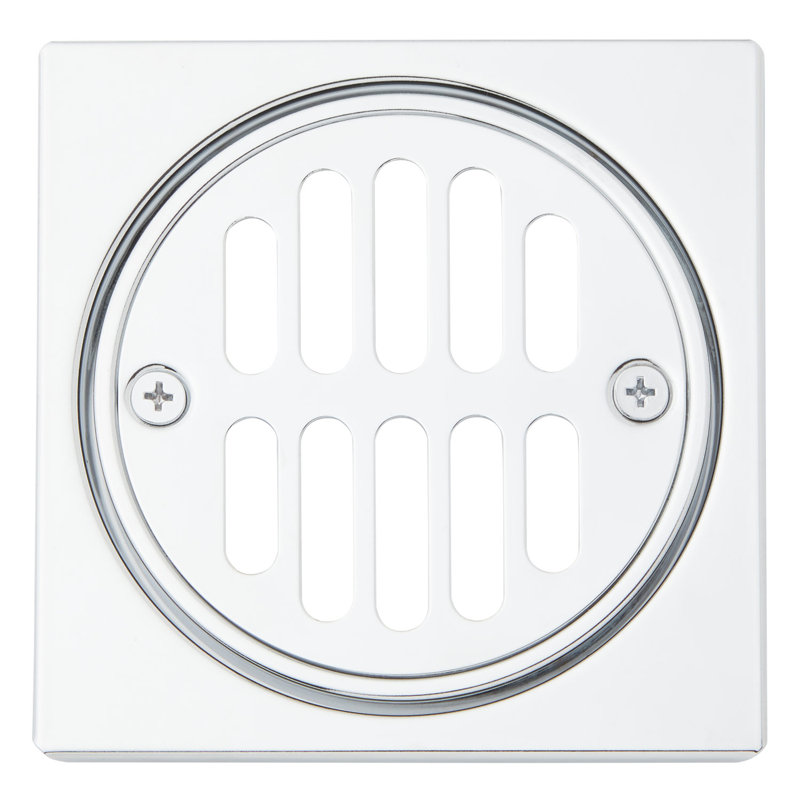 Square Shower Drain Cover with Round Strainer, Chrome