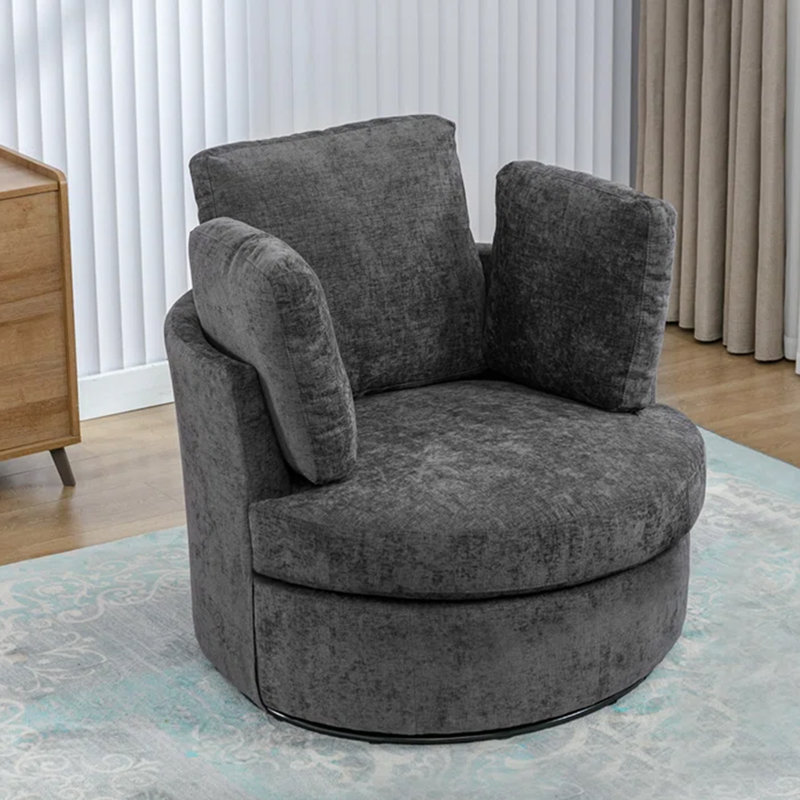Fauteuil demi-tonneau pivotant avec rangement caché Chenille, Gris chenille