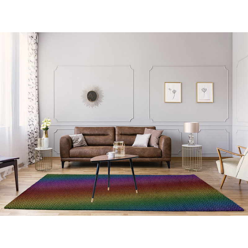 Tapis rouge/mauve/jaune "reg patterns d’autres art déco, Rectangle 9 pi x 12 pi