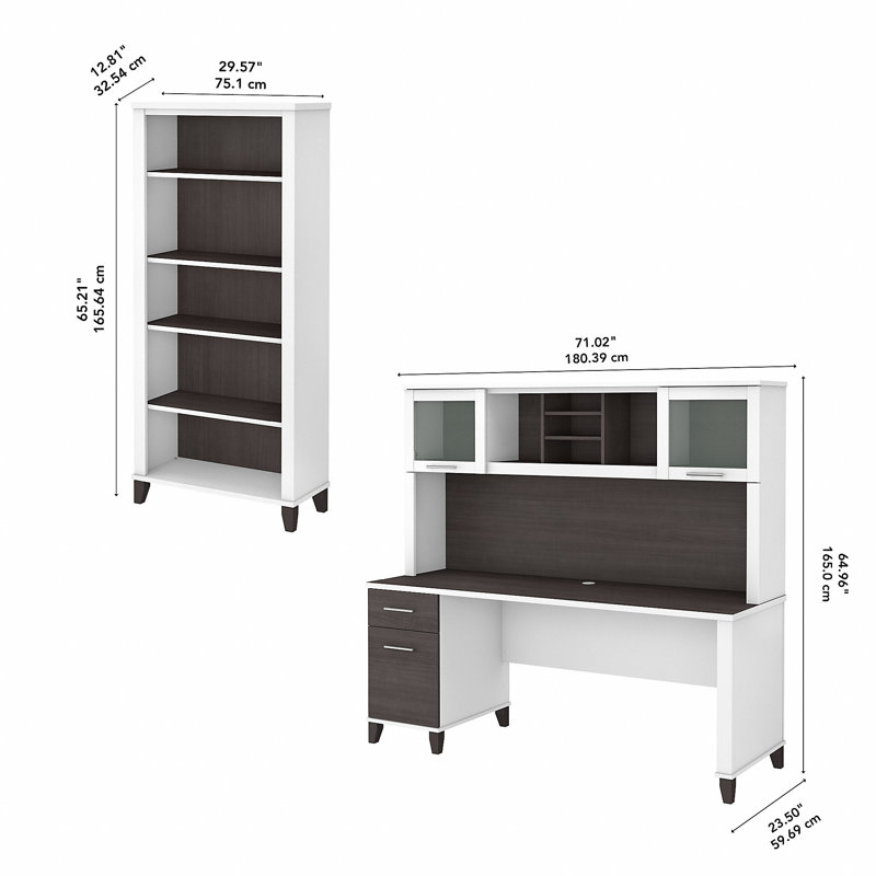 Ovia Computer Desk, Storm Gray/White