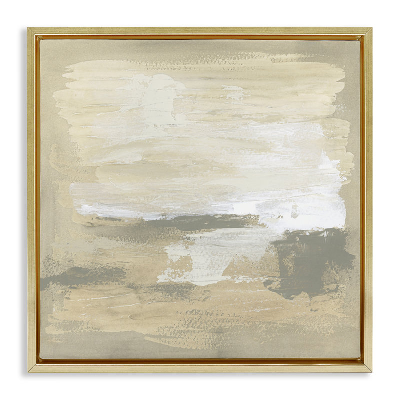 «Neutral Reflections», art mural abstrait sur toile encadrée noire avec motifs abstraits, H 25 po x l 25 po