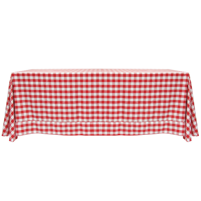 Gracie Oaks - Rectangular Polyester Gingham Checkered Tablecloth, 132" x 90", Red/White, 10