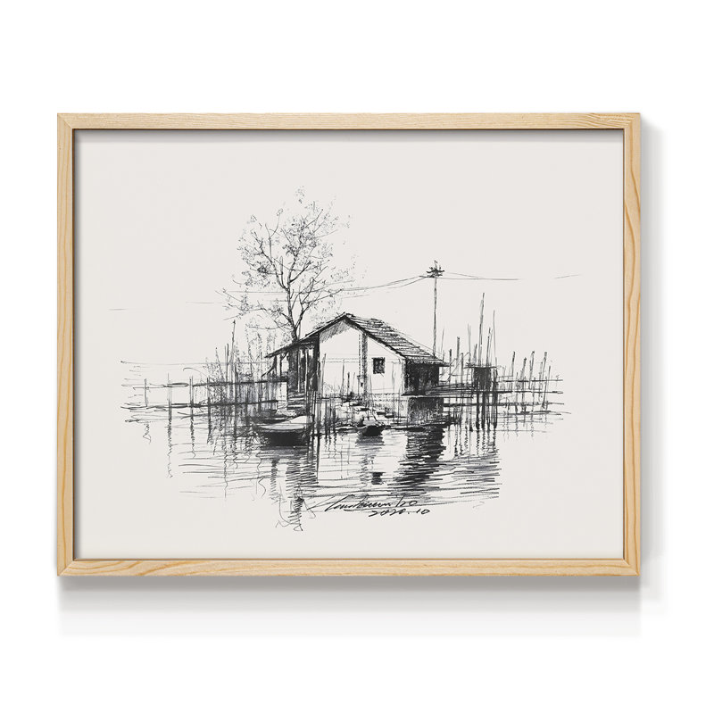 Vintage Landscapes-DCCCXLI -Framed Print - Restickable, 8" H x 10" W, Natural