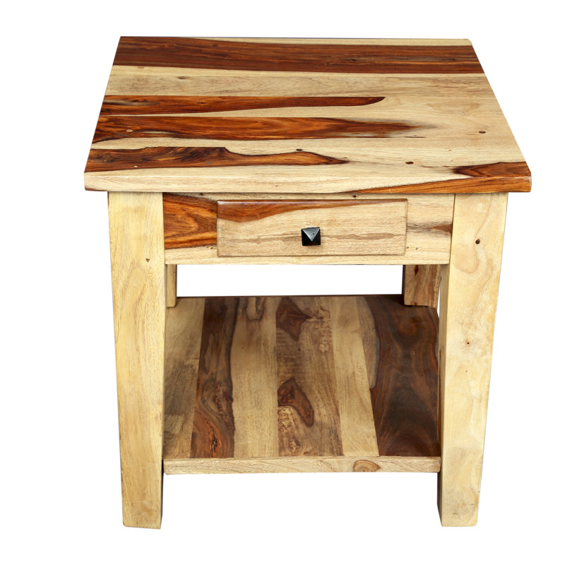 Table de bout en bois massif avec rangement Traci