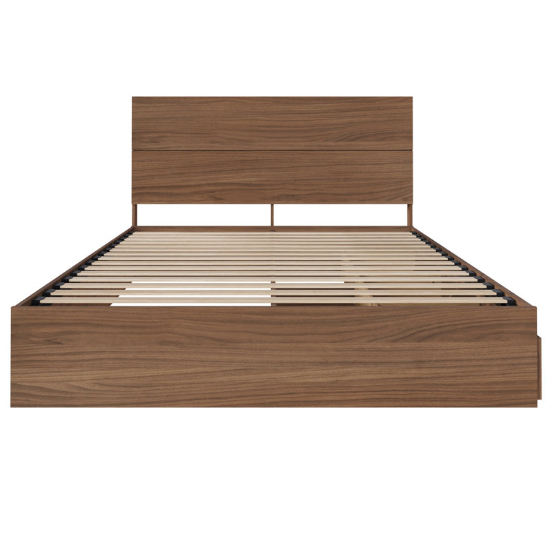 Ralston Storage Platform Bed with Headboard, Walnut, Queen