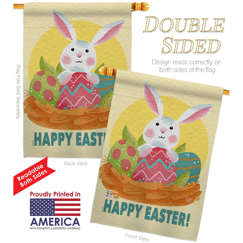 Double Sided 40'' H x 28'' W Polyester Easter House Flag