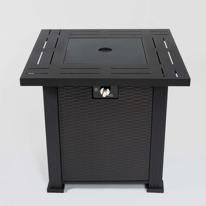 Table de foyer d'extérieur en acier avec couvercle H 24,02 "x l 27,17" Aalana