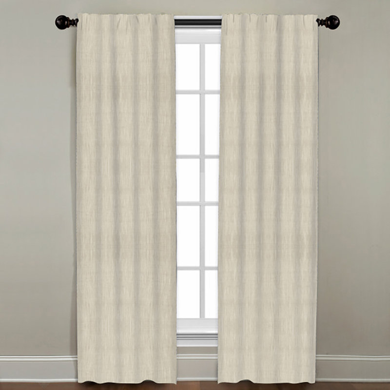 Solid Linen Room Darkening Curtains / Drapes Single Panel, Natural, 50" W x 96" L