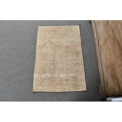 Handcrafted Vintage Turkish Rug with Design for Timeless Home Decor Appeal Beige