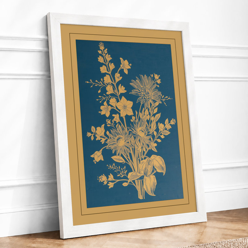 Golden Study Botanical - Framed Print, A4 - 29.7 x 21.0 cm, White