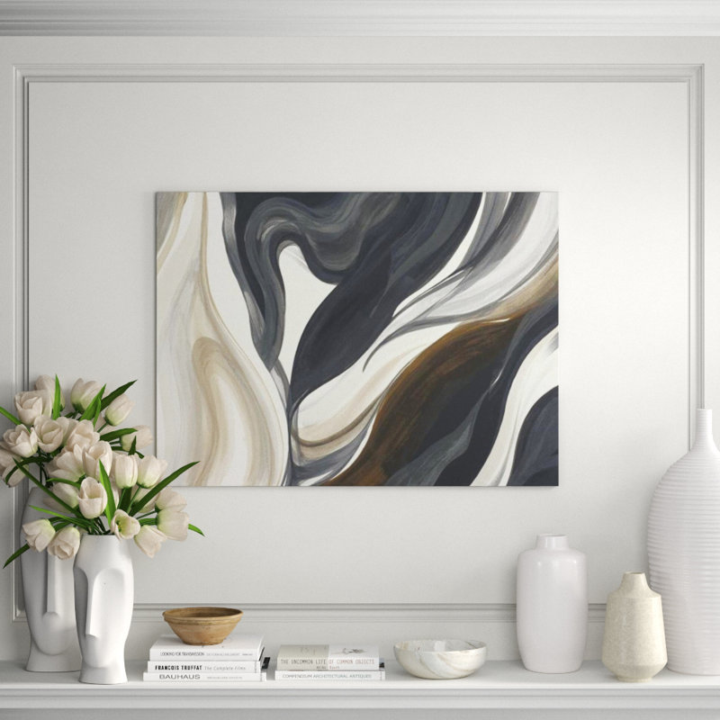 Black Wave Print by Sara Brown, Image Brush Gel, 30" H x 41" W