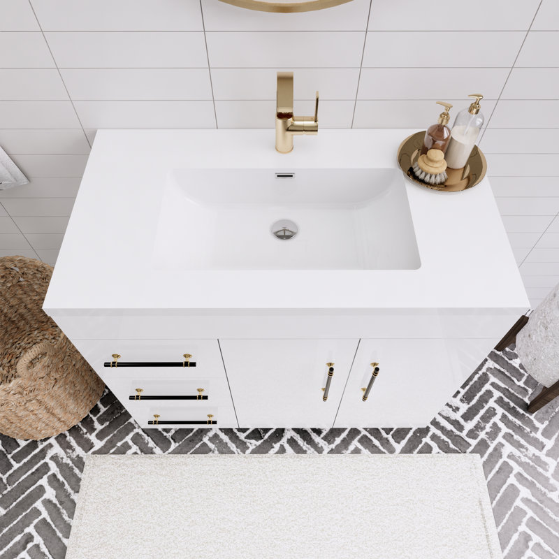 Spring Single Bathroom Vanity, Gloss White, 36"