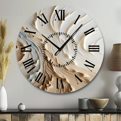 Modern Wall Clock, Abstract Face Decorative Clock - White Flow III