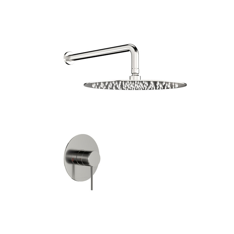 Robinet de douche à effet pluie de 10 pouces, nickel brossé - Valve équilibrée, fixation murale, installation facile et système de poutre, tête de pluie de 10 po, propreté