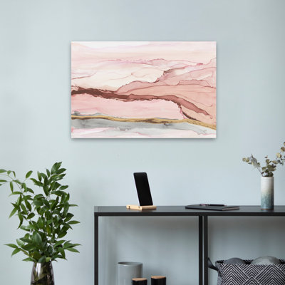 The Vineyard II Blush - art abstrait doré à l'encre