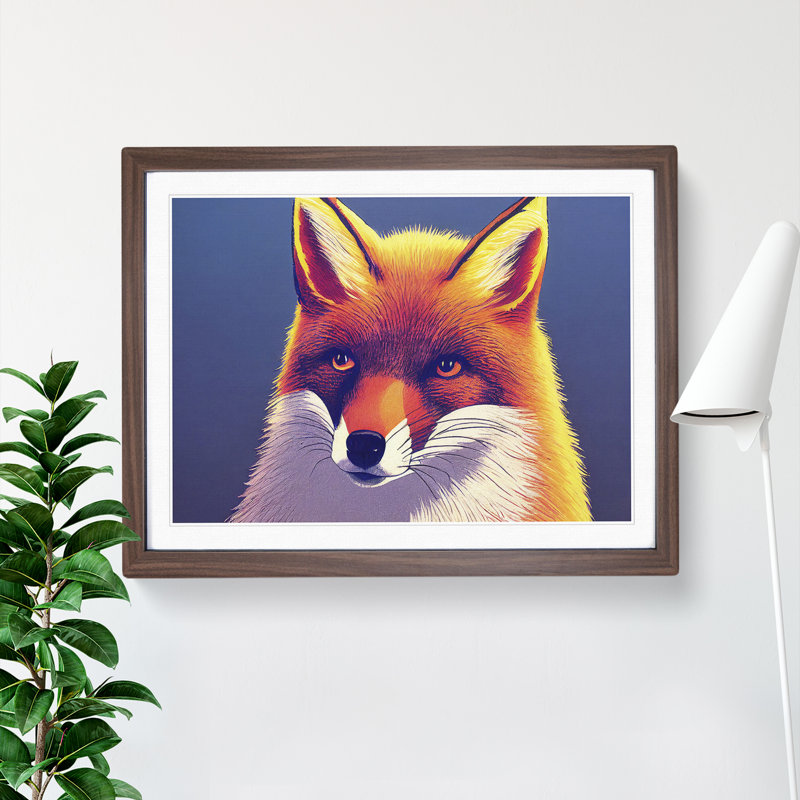 A Glowing Fox - Single Picture Frame Print, Walnut Framed, 46cm H x 64cm W x 2cm D