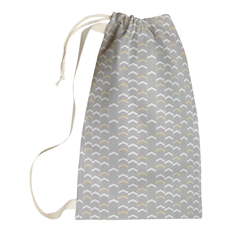 Fabric Laundry Bag with Handles, Medium (36" H x 28" W x 1" D), Gray/Yellow