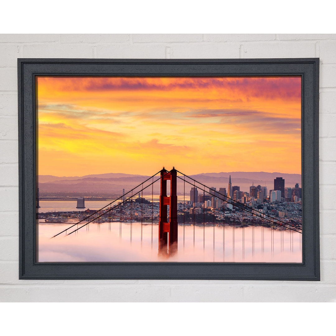 Gerahmtes Leinwandbild Sunset Mist Golden Gate Bridge