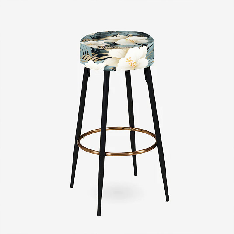 Ensemble de 2 tabourets de bar tropicaux monochromes motif tropical Tropical II