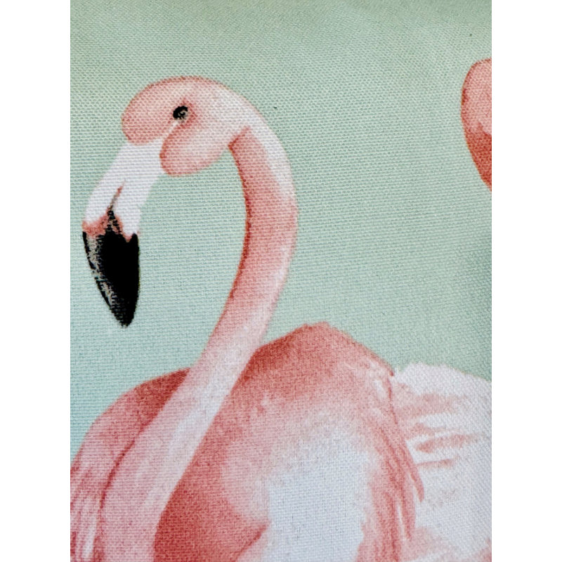 Green and Pink Flamingo Outdoor Square Pillow 16x16