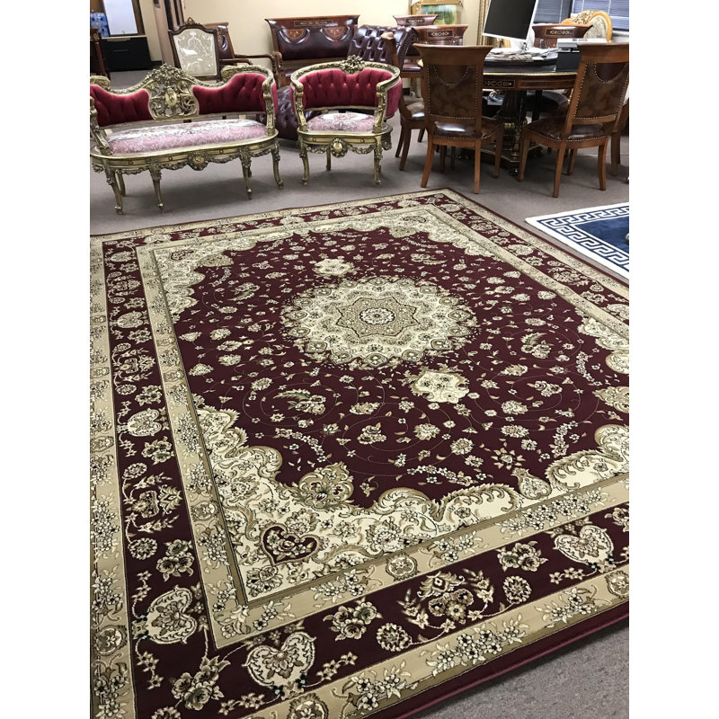 Infinity Oriental Area Rug in Burgundy/Beige