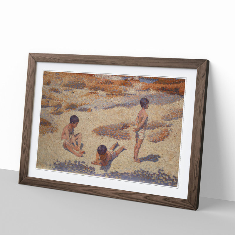 The Beach at Cabasson by Henri-Edmond Cross - Picture Frame Painting, 48cm H x 65cm W x 2cm D, Walnut Framed