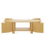 Table basse ovale cannelée avec rangement pour le salon, bois d'hévéa massif, 1 tablette et 2 portes de rangement ouvertes, 47 po-1650468216