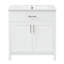 Meuble-lavabo de 30 pouces avec lavabo en céramique - espace pour les petites salles de bain. Vaste tablettes et tiroirs de rangement. Bois massif. Étagères élégantes à finition blanche et salles de bain compactes pour maximiser l'espace. Classique