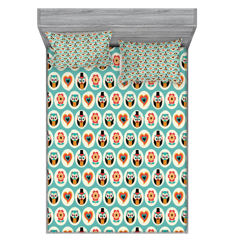 Microfiber Floral Sheet Set, Queen Sheet Set with Fitted Sheet