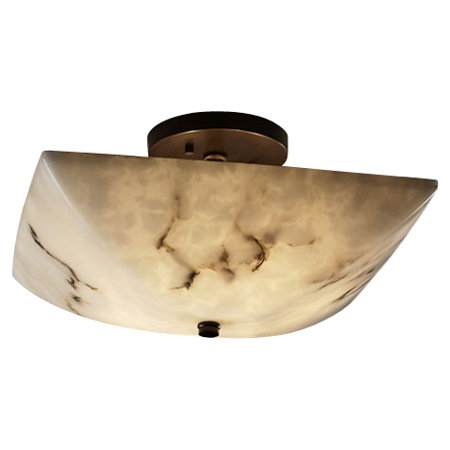 Aleynah Faux Alabaster Resin Flush Mount, Antique Brass