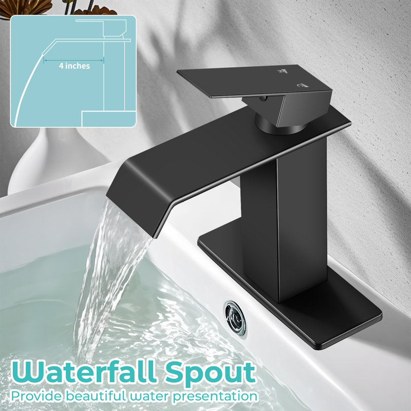 Single-Hole Single-handle Bathroom Faucet with Drain Assembly, Matte Black