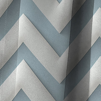 Monochromatique Chevron Motion - Rideau à chevrons - Rideau à chevrons occultant en velours - 1 panneaux