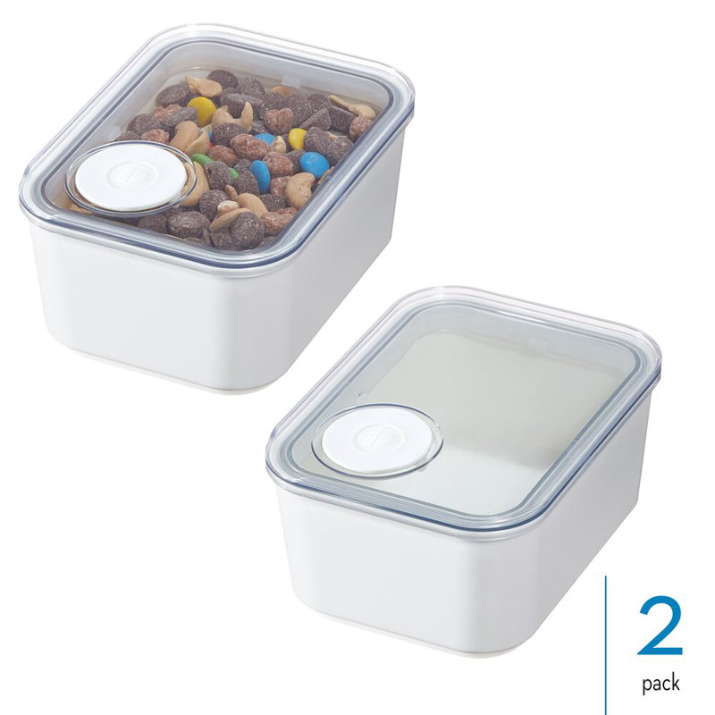 iDesign Small Airtight Kitchen Canister with Removable Pour Cap - Set of 2 - White, 1.6 Quarts
