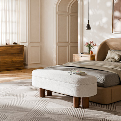 Joddie Upholstered Flip Top Storage Bench with Solid Wood Leg