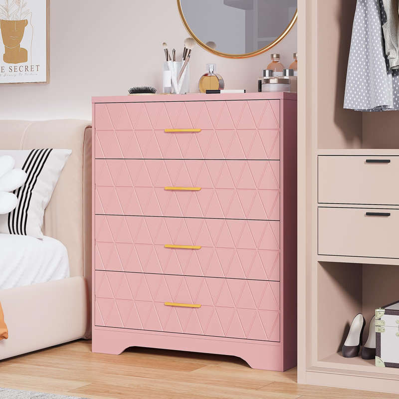 Commode 4 tiroirs Modern, Rose