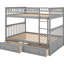 Lit double superposé au dessus avec tiroirs gris - convertible pour la chambre à coucher grise-173286156-173286146