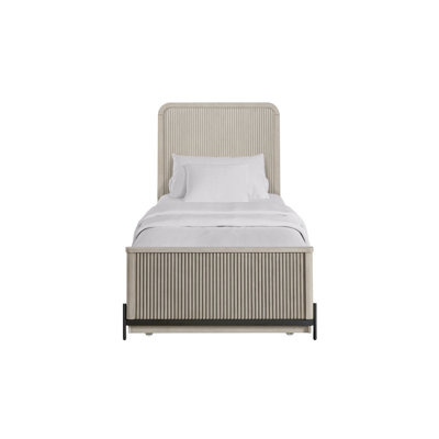 Lit simple au-dessus d'un lit gigogne dans la teinte taupe, embellissement avant, couche de surface en placage de bouleau, sens transitionnel décontracté, bois massif et base, 82,13 de profondeur, 40,91 de largeur, 52,83 de hauteur, 169,93 lb