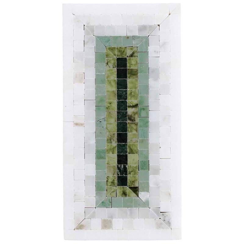 Ako 4x9 Rectangle Marble Micro Mosaic Tile, Verde Green