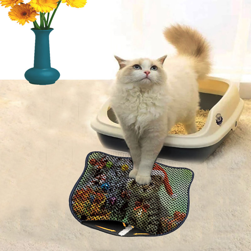 Durable Cat Litter Mat, 15.7 x 19.7 inches | 50% PVC / 50% Polyester, Machine Washable & Vacuum Friendly | Perfect for Easy Cleanup, Non-Slip Design to Keep Your Home Clean & Fresh, Ideal for Pet Owners