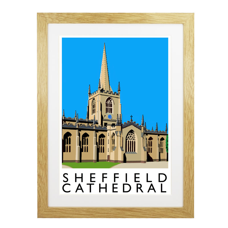 Sheffield Cathedral 2 1 Piece Wall Art, 43.5 cm H x 33.5 cm W x 2.2 cm D, Oak Wood Frame