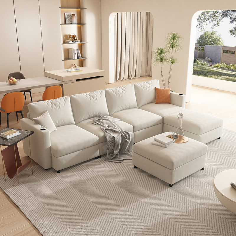 Modern Large Sectional Sofa U-Shape Modular Sectional Couch with Storage Function