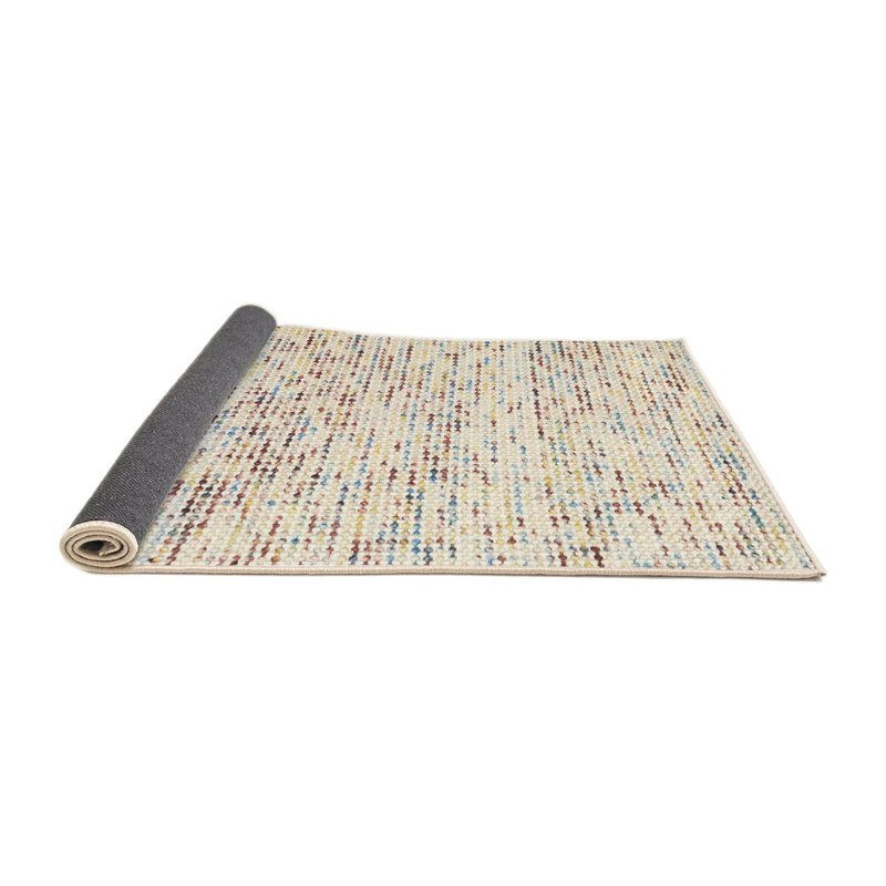 Tapis contemporain beige / gris / brun, Rond 3 pi