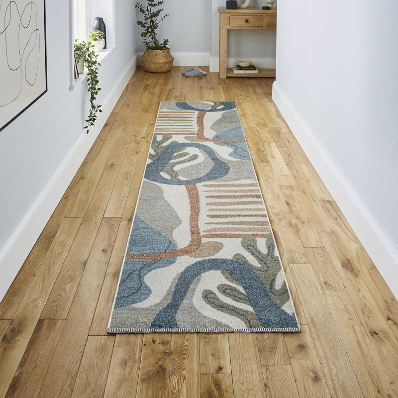 Jasian Abstract Glam Botanical Machine-Washable Cream/Multi Rug, Runner 2' x 7'10"