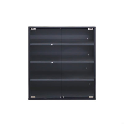 Shoe Box With RGB LED Light, Wooden Stackable Shoe Storage Box With Glass Door