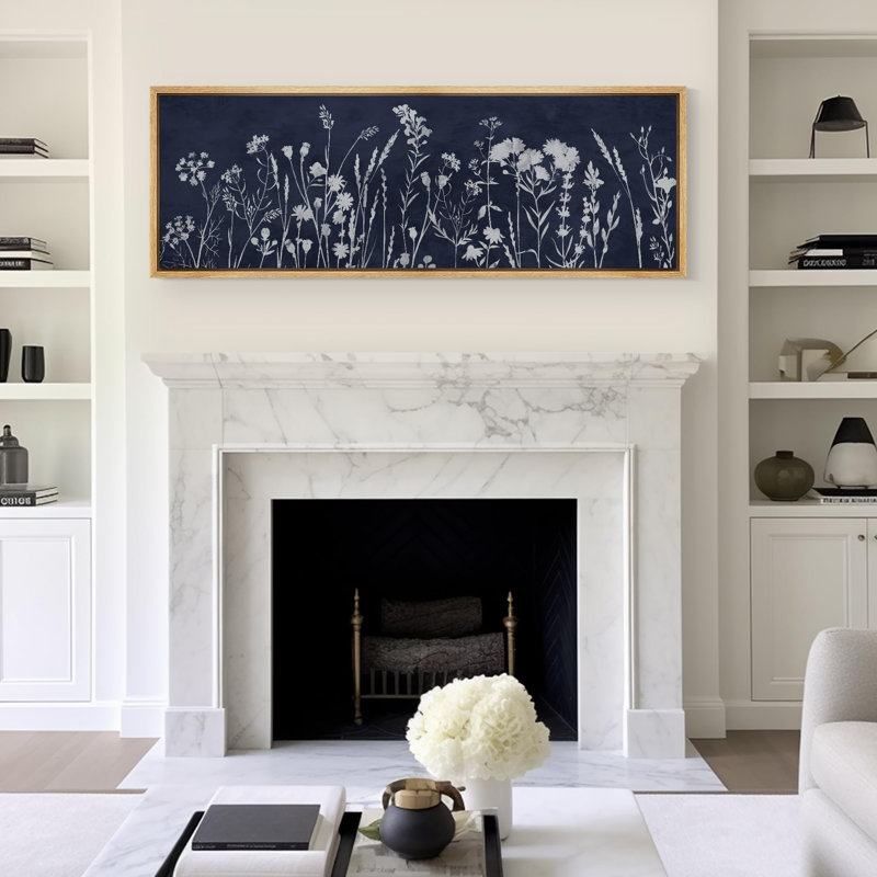 «Vibrant Wildflower Blossoming Flowers» sur fond bleu sarcelle, reproduction sur toile, H 20 po x l 60 po, Natural