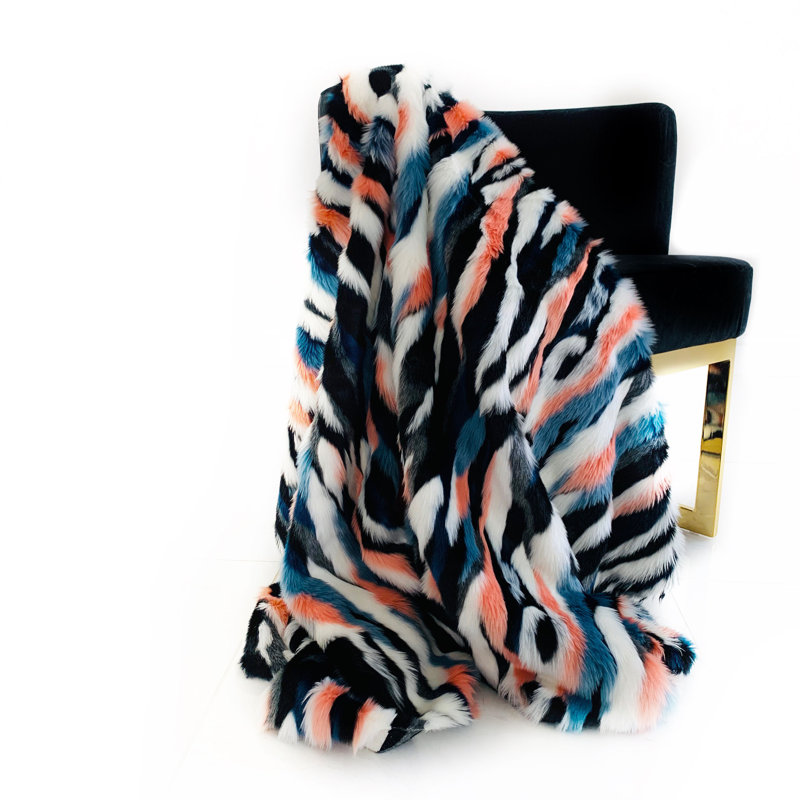 Couverture Plutus, l 120 po x L 114 po, Noir, bleu, rose