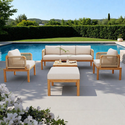 5-piece Outdoor Acacia Sectional Patio Conversation Sets