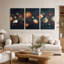 Ensemble de 3 tableaux sur toile représentant des cercles géométriques abstraits orange et turquoise-694052453