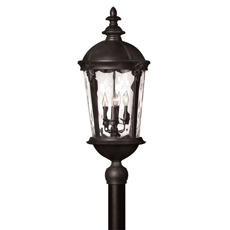 Windsor 30" Four-Light Candle Outdoor Post/Pier Mount Lantern, Black